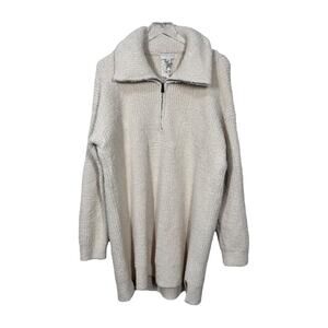Barefoot Dreams Cozychic Half Zip Tunic Seashell 1X New NWT Pullover Cream